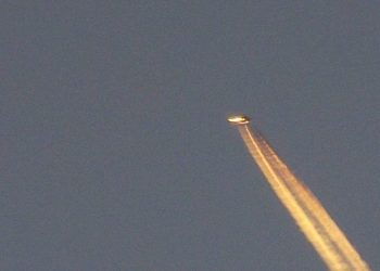 Tyron Osbourne, 52, from Exmouth, Devon, spotted a mystery object above the Devon town, from his garden.  See SWNS story SWUFO; Tyron Osborne, 52, of Brixington, was sitting at home on a day off work when he saw what appeared to be a shooting star. This prompted him to grab his camera and tripod and capture the moment that possibly saw an alien flyover. Dominoes Pizza worker Tyron admitted he was a UFO sceptic until the moment he saw what appears to be a flying saucer travelling towards Lympstone.  He said: “I noticed a star on the horizon and as soon as the sun went down the star started moving at a pace.