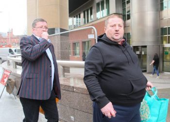 Left Wayne Dunn and right Irvin Dunn at Sheffield Court. See Ross Parry story RPYCROOK; A crook who orchestrated a £1 million illegal cigarette, tobacco and alcohol business from his prison cell has been ordered to pay back just £3,000.