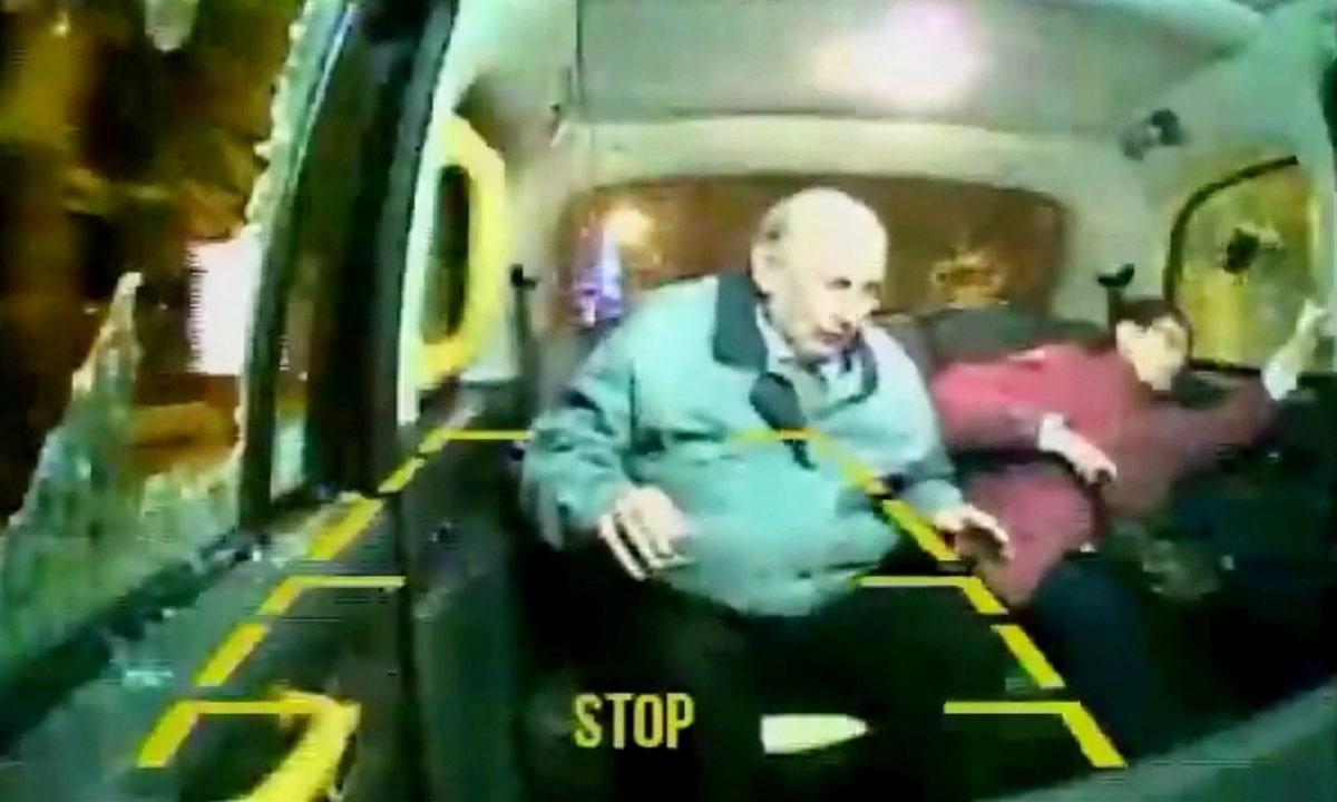 Video grab of the rock smashing into the back of a taxi injuring the two pensioners travelling in the back. Four teenagers will be sentenced at Birmingham Youth Court today February 3, 2017, after being convicted of hurling stones through a taxi window - and leaving a 70-year-old passenger with a fractured skull. See NTI story NTITAXI. Shocking CCTV footage from inside the taxi shows the moment a rock smashes through the window, sending glass shards flying through the cab, and striking the woman on her forehead. Birmingham Youth Court heard how the young louts - one aged 15, two 16 and a 17-year-old - pelted at least seven black cabs with stones as they travelled along Bristol Road on 25 May last year. The three younger defendants all denied involvement but were found guilty of causing wounding and conspiracy to cause damage, while the 17-year-old admitted wounding but was found guilty of conspiracy to cause damage. None of the offenders can be named due to their age. Police have praised the local community for coming forward to help convict the thugs.
Video grab of the rock smashing into the back of a taxi injuring the two pensioners travelling in the back. Four teenagers will be sentenced at Birmingham Youth Court today February 3, 2017, after being convicted of hurling stones through a taxi window − and leaving a 70-year-old passenger with a fractured skull. See NTI story NTITAXI. Shocking CCTV footage from inside the taxi shows the moment a rock smashes through the window, sending glass shards flying through the cab, and striking the woman on her forehead. Birmingham Youth Court heard how the young louts − one aged 15, two 16 and a 17-year-old − pelted at least seven black cabs with stones as they travelled along Bristol Road on 25 May last year. The three younger defendants all denied involvement but were found guilty of causing wounding and conspiracy to cause damage, while the 17-year-old admitted wounding but was found guilty of conspiracy to cause damage. None of the offenders can be named due to their age. Police have praised the local community for coming forward to help convict the thugs.