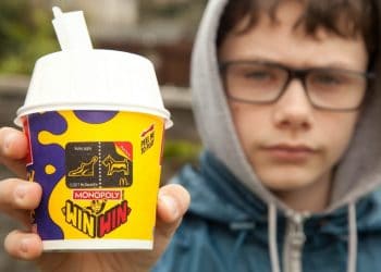 AJ Reeves aged 13 from Worcester. A mum slammed McDonald's for refusing her 13-year-old son a free ice cream prize - because of GAMBLING laws. See NTI story NTIMACCIES.  Teenager AJ Reeves peeled off a voucher for a £1 McFlurry on his Monopoly Prize Choice wrapper after buying a Big Mac last Thursday (23/3).  He returned to the fast-food resturant in Blackpole, Worcester, that evening to claim the prize but was left devastated when staff told him he was "too young".  McDonald's say only customers aged 16 and over can play the game despite it being advertised on every product apart from their Happy Meals.  AJ, who suffers from Asperger's syndrome and anxiety, said: "I felt sad and disappointed. I'm not sure whether I will go back."