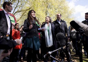 © Aaron Chown - Green Party Bus Launch Bristol with Darren Hall, Tony Dyer, Amelia Womak and Jenny Jones. 28th April 2015