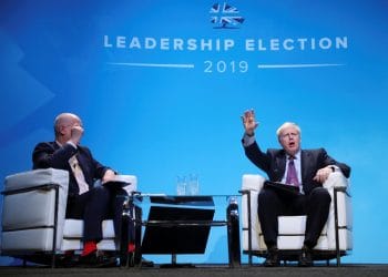 Boris Johnson, a leadership candidate for Britain's Conservative Party, reacts during a hustings event in Birmingham, Britain, June 22, 2019. REUTERS/Hannah McKay