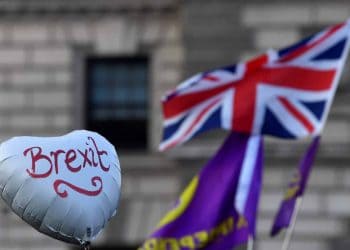Pro-Brexit protesters display a balloon at the March to Leave demonstration in London, Britain March 29, 2019. REUTERS/Toby Melville