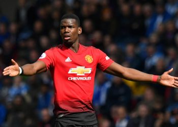 Manchester United's Paul Pogba reacts during the Premier League match at the John Smith's Stadium, Huddersfield.