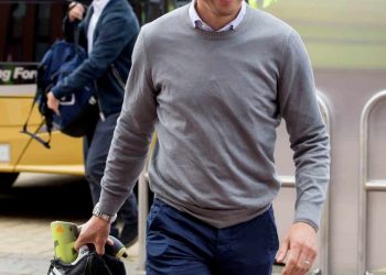 Henrik Larsson arrives for the charity match at Celtic Park, Glasgow.