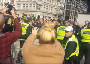 Parliament Square protests filmed by tourists (Chris Hobbs)