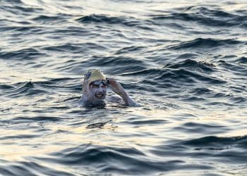 photo courtesy of Jon Washer of American swimmer Sarah  Thomas, 37.