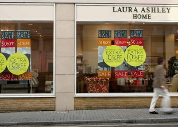 A general view of a Laura Ashley store in South West London as the home furnishings and fashion retailer today said UK like-for-like sales were down almost 10% in the tough trading climate.