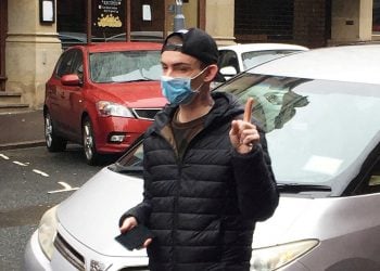 Matthew Wain arriving at Birmingham Magistrates Court.