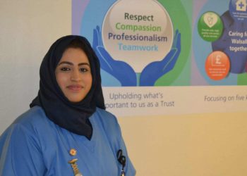 Handout picture of Walsall Manor Hospital nurse Areema Nasreen, who is on a ventilator in intensive care after contracting coronavirus. The picture of the mother-of-three was originally issued on February 15, 2019, shortly after she qualified as a nurse and began working on the hospital's Acute Medical Unit.
