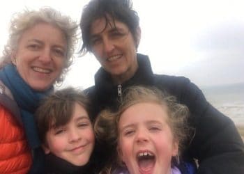 Jane (left)with her family.