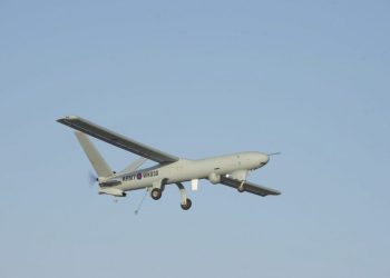 Undated MoD handout photo of a Watchkeeper unmanned aerial vehicle (UAV) at Camp Bastion, Helmand, Afghanistan.