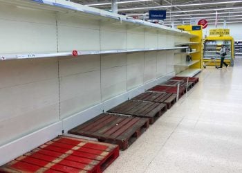 Shelves when the Pandemic first spread to UK . Credit;PA