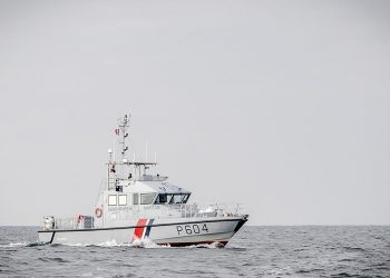 Undated handout photo issued by Marine Nationale of a French patrol boat as more migrants were picked up by French authorities in the English Channel on Friday.