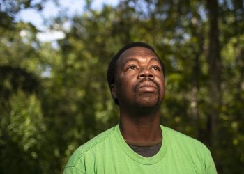 Donald Neely poses for a photo in Houston. Neely, who was led by a rope by two white officers on horseback has sued the city of Galveston, Texas, and its police department for $1 million, saying he suffered humiliation and fear during his arrest. (Marie D. De Jesus/Houston Chronicle via AP, File)