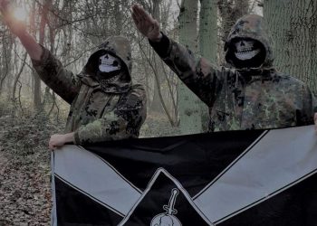 Two members of Feuerkrieg Division, not including the defendant, posing in a photo posted in an online chat

(Eugene Antifa)