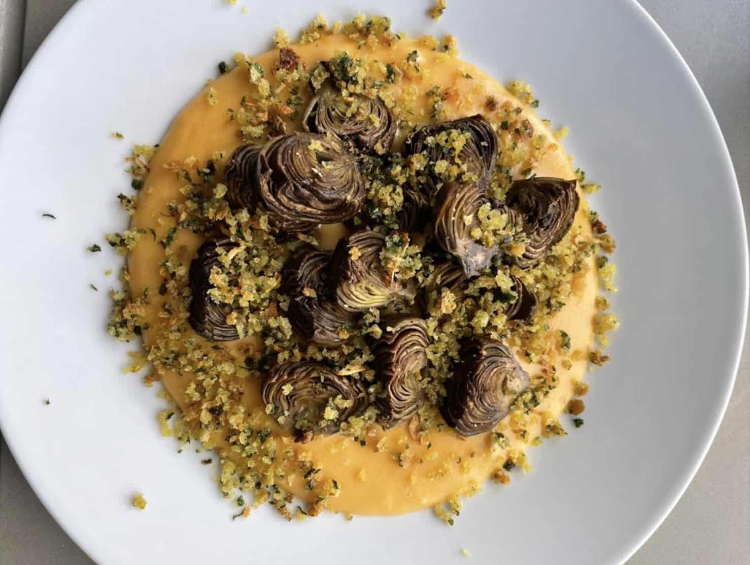 Lancashire cheese rarebit recipe, with roasted baby artichokes