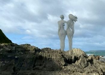 Render image from planning docs showing the female pirates statue. Credit;SWNS