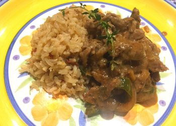 Thyme Infused Pork Stir-Fry in Yoghurt
