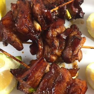 Marinated Lemongrass infused Grilled Pork Belly Skewers