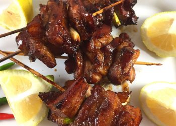 Marinated Lemongrass infused Grilled Pork Belly Skewers