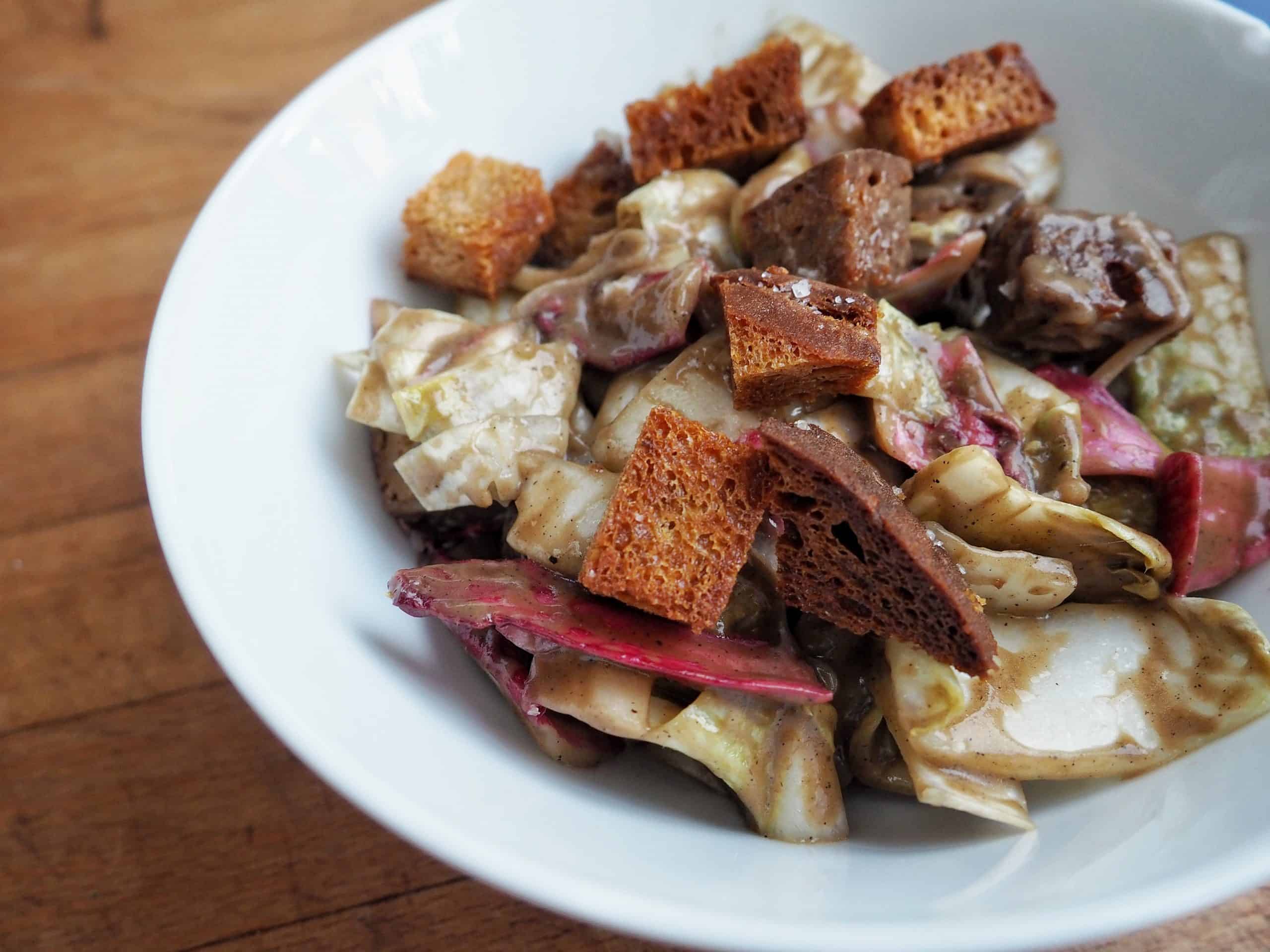 Pickled walnut dressing recipe, with bitter leaf salad