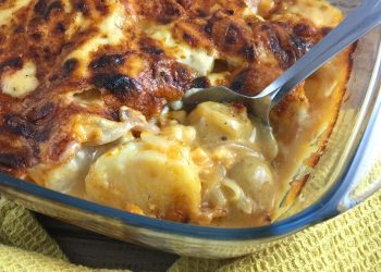 Potato and Onion Bake in Bechamel sauce