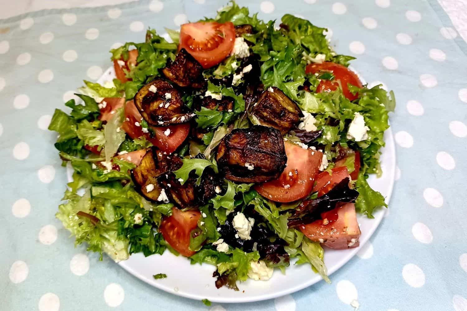 Roasted Eggplant (Aubergine) Salad with Feta