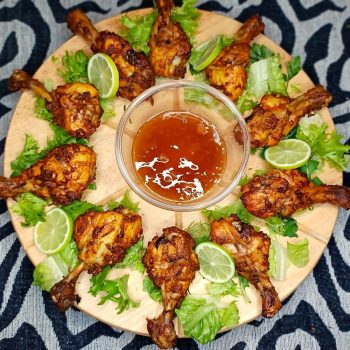 Tandori Chicken Drumsticks with Peach Chutney