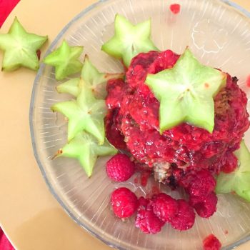 Fruity And Healthy Flapjacks with Raspberries and Star Fruit