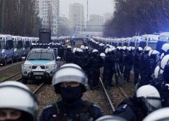 Protesters march in Warsaw against ‘authoritarian’ government.