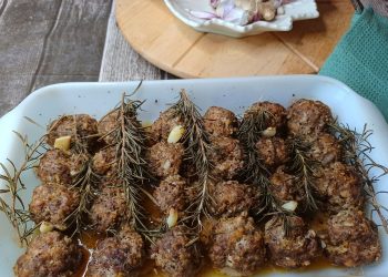 Roasted Garlic, Rosemary Baked Meatballs