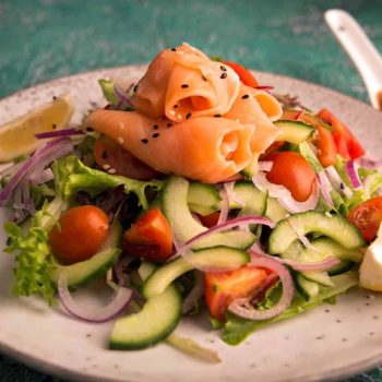 Smoked Salmon Trout Salad with Granadilla Dressing