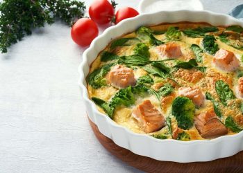 Smoked Salmon and Green Veggie Egg Frittata with Danish Feta