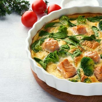Smoked Salmon and Green Veggie Egg Frittata with Danish Feta