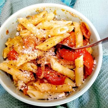 Pasta Peperonata Sauce With Home Made Peacan Nut Pesto