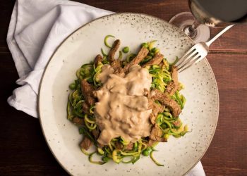 Sirloin with Crispy Noodle and Leafy Green Salad