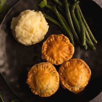 Hearty Beef Pot Pies with Green Beans and Mashed Potato
