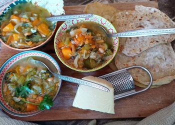 Vegetarian soup with Parmesan Cheese