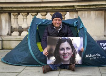 Richard Ratcliffe outside the Foreign Office in London. The husband of Nazanin Zaghari-Ratcliffe has gone on hunger strike for the second time in two years and intends to sleep in a tent at night following his wife losing her latest appeal in Iran. Picture date: Monday October 25, 2021.