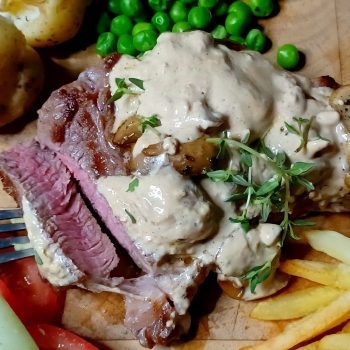 Rump Steak With Mushrooms And White Pepper Sauce