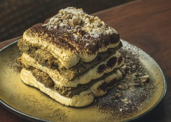 ‘NORMA’ FESTIVE TIRAMISU WITH GOLD FLAKES, CINNAMON, ORANGE, CHESTNUTS