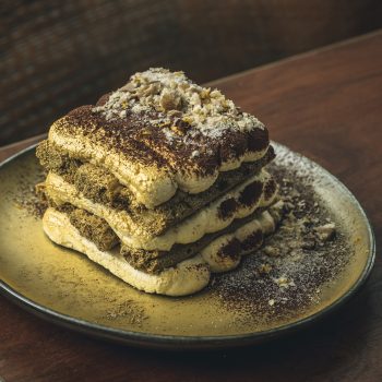 ‘NORMA’ FESTIVE TIRAMISU WITH GOLD FLAKES, CINNAMON, ORANGE, CHESTNUTS
