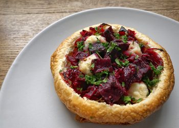 Beetroot and goat's cheese tart vegetarian Christmas starter Jonathan Hatchman