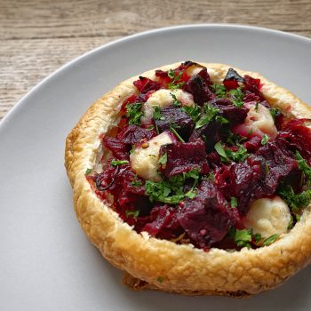 Beetroot and goat's cheese tart vegetarian Christmas starter Jonathan Hatchman