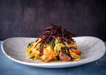 Antillean green Mango Salad, green papaya, tomato, spicy herb dressing 2