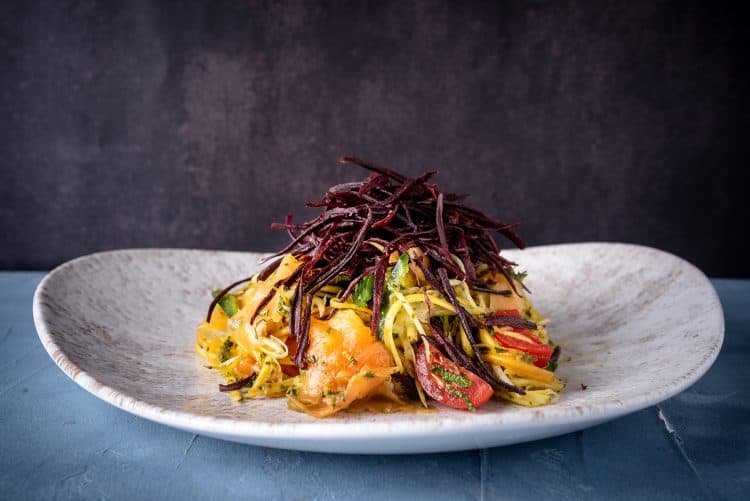 Antillean green Mango Salad, green papaya, tomato, spicy herb dressing 2