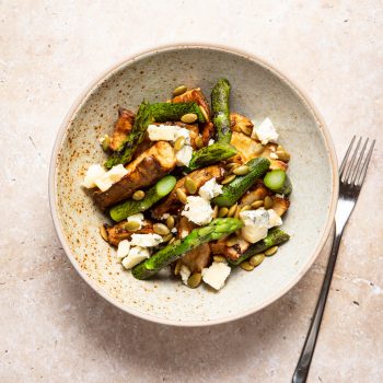 Tommy Banks Asparagus, Roasted Jerusalem Artichoke and blue cheese