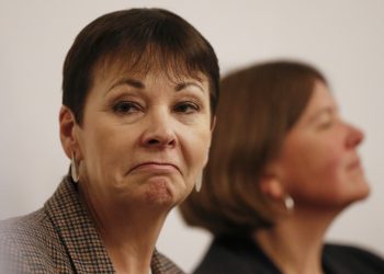 LONDON, ENGLAND - DECEMBER 05: Caroline Lucas, Green party candidate for Brighton Pavilion, and Ellie Chowns, Green Party MEP for West Midlands, launch A New Deal for Nature at the Linnean Society, Burlington House, on December 5, 2019 in London, England. Written by a group of leading UK conservationists and nature writers, it sets out a range of policies to protect and restore wildlife and biodiversity in the UK. (Photo by Hollie Adams/Getty Images)