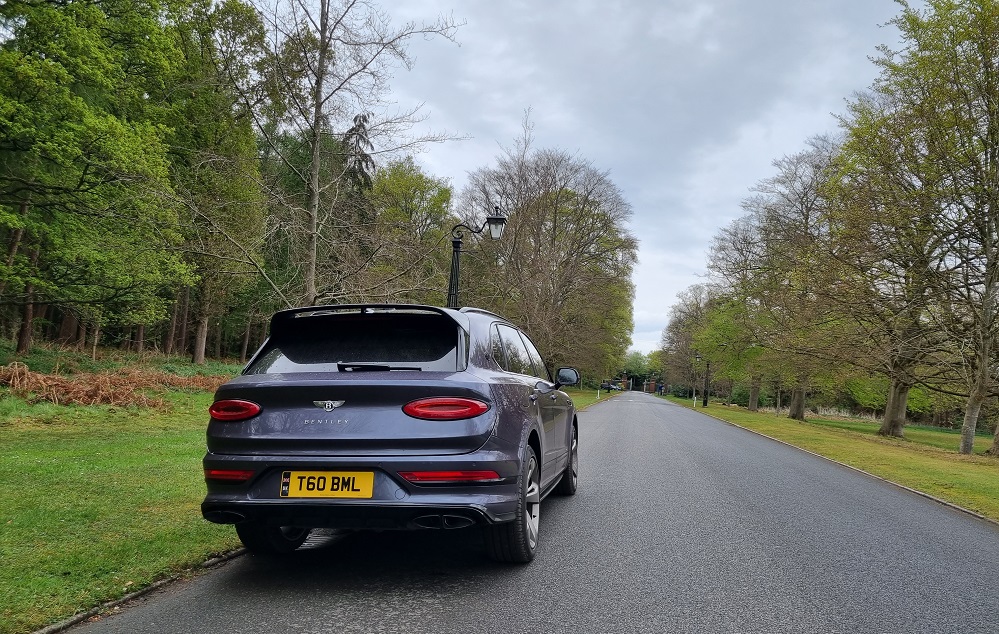 Bentley Bentayga EWB view of the rear of the car